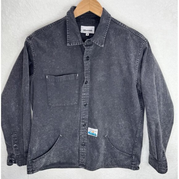 Jibberish Denver Men's Black Denim Button Up Shirt Size Medium - Picture 3 of 9